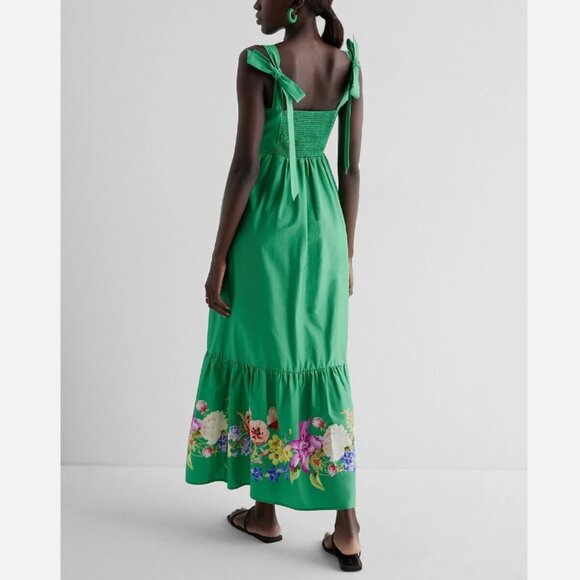 Express Dresses & Skirts - NWT Small Express Floral Square Neck Bow Back Tiered Maxi Dress